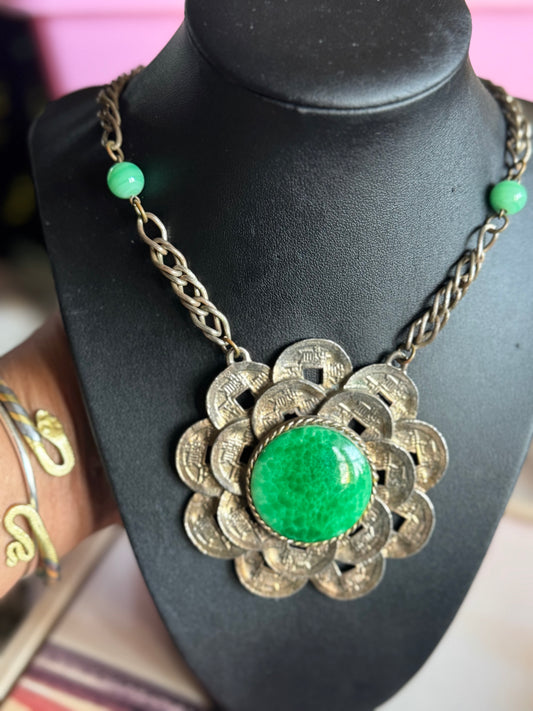 RESERVED FOR Cecilia Cannon Kennedy Antique art deco peeking glass necklace